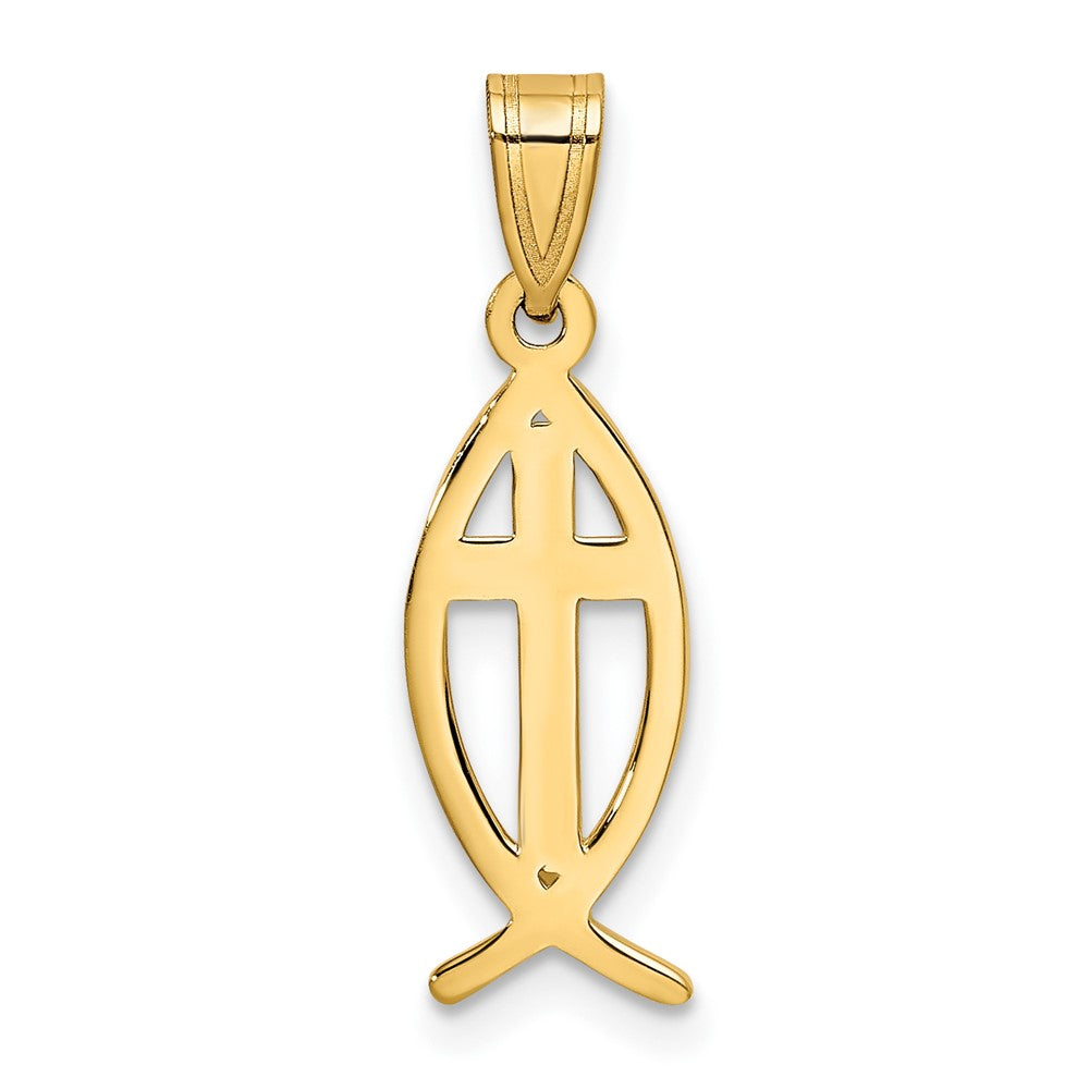 10k Ichthus Fish with Cross Center Pendant