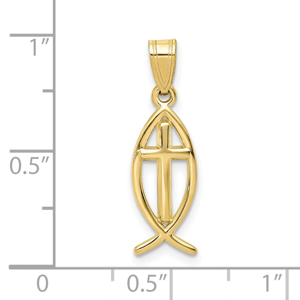 10k Ichthus Fish with Cross Center Pendant