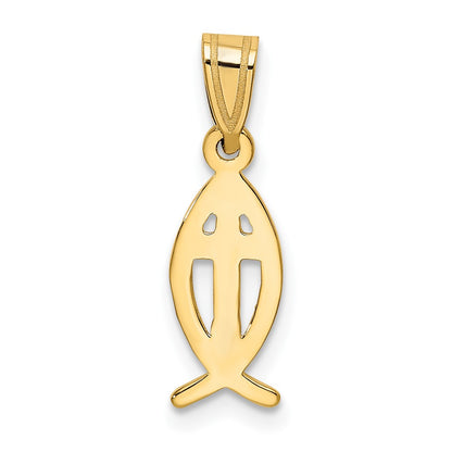 10k Ichthus Fish with Cross Center Charm