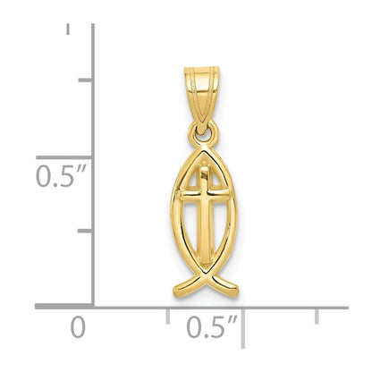 10k Ichthus Fish with Cross Center Charm