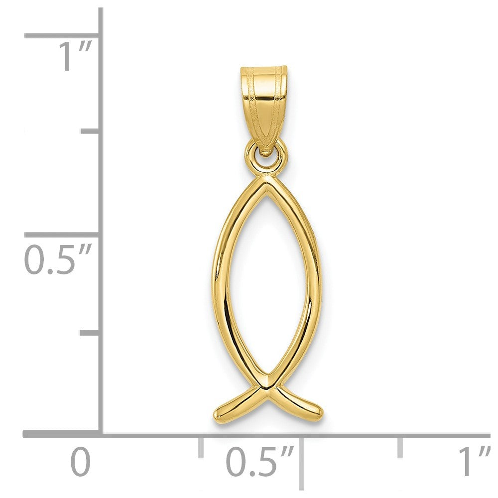 10k Ichthus Fish Vertical Pendant