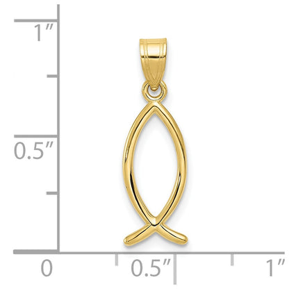 10k Ichthus Fish Vertical Pendant
