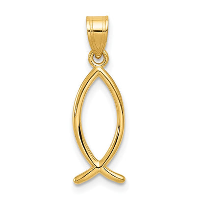 10k Ichthus Fish Vertical Pendant