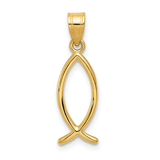 10k Ichthus Fish Vertical Pendant
