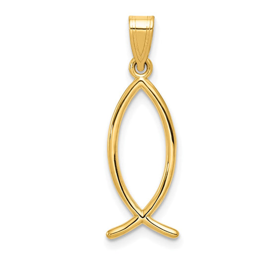 10k Ichthus Fish Vertical Pendant