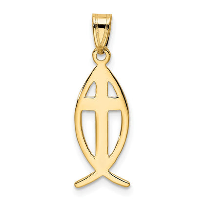 10k Ichthus Fish with Cross Center Pendant