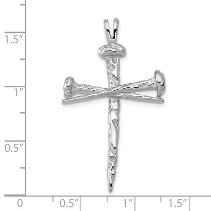10k White Gold Polished Nail Cross Pendant