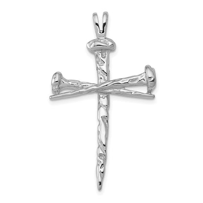 10k White Gold Polished Nail Cross Pendant