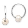 10k White Gold 5-6mm White Semi-round Freshwater Cultured Pearl Endless Hoop Earrings