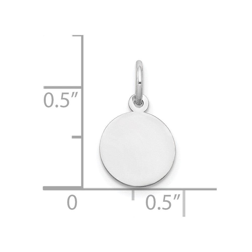 10K White Gold Plain .018 Gauge 12.75x12.75mm Circular Engravable Disc Charm