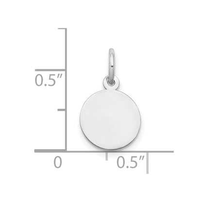 10K White Gold Plain .018 Gauge 12.75x12.75mm Circular Engravable Disc Charm