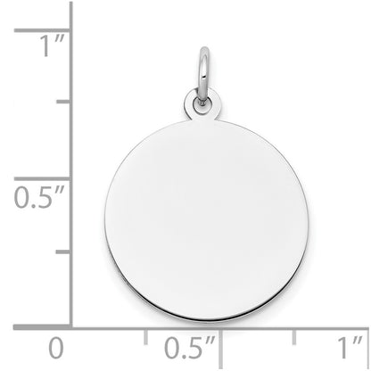 10K White Gold Plain .013 Gauge 17.75x17.75mm Circular Engravable Disc Charm
