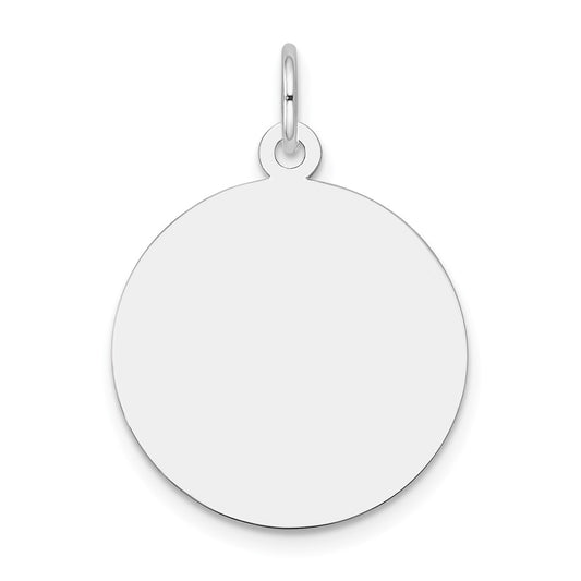 10K White Gold Plain .013 Gauge 19x19mm Circular Engravable Disc Charm