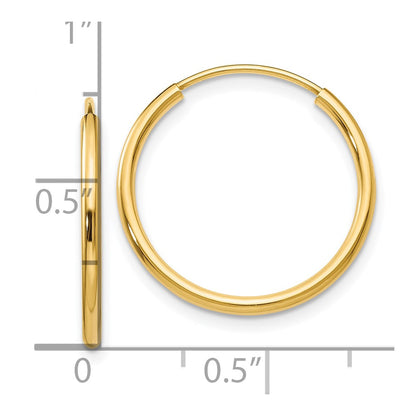 10k 1.5mm Polished Round Endless Hoop Earrings