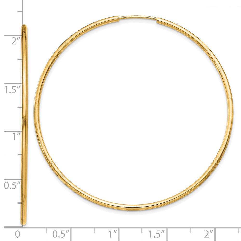 10k 1.5mm Polished Round Endless Hoop Earrings