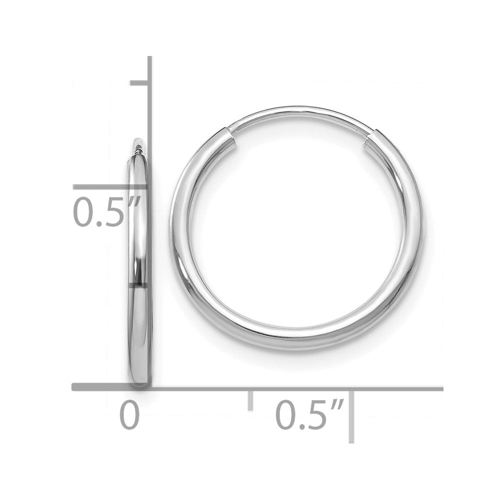 10k White Gold 1.5mm Polished Endless Hoop Earrings