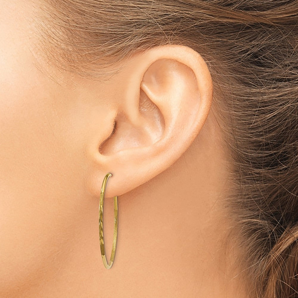 10k 1.25mm Diamond-cut Endless Hoop Earring