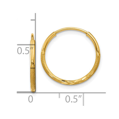 10k 1.25mm Diamond-cut Endless Hoop Earring