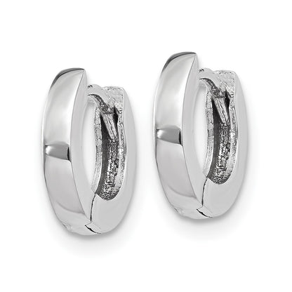 10k White Gold Polished Round Hinged Hoop Earrings