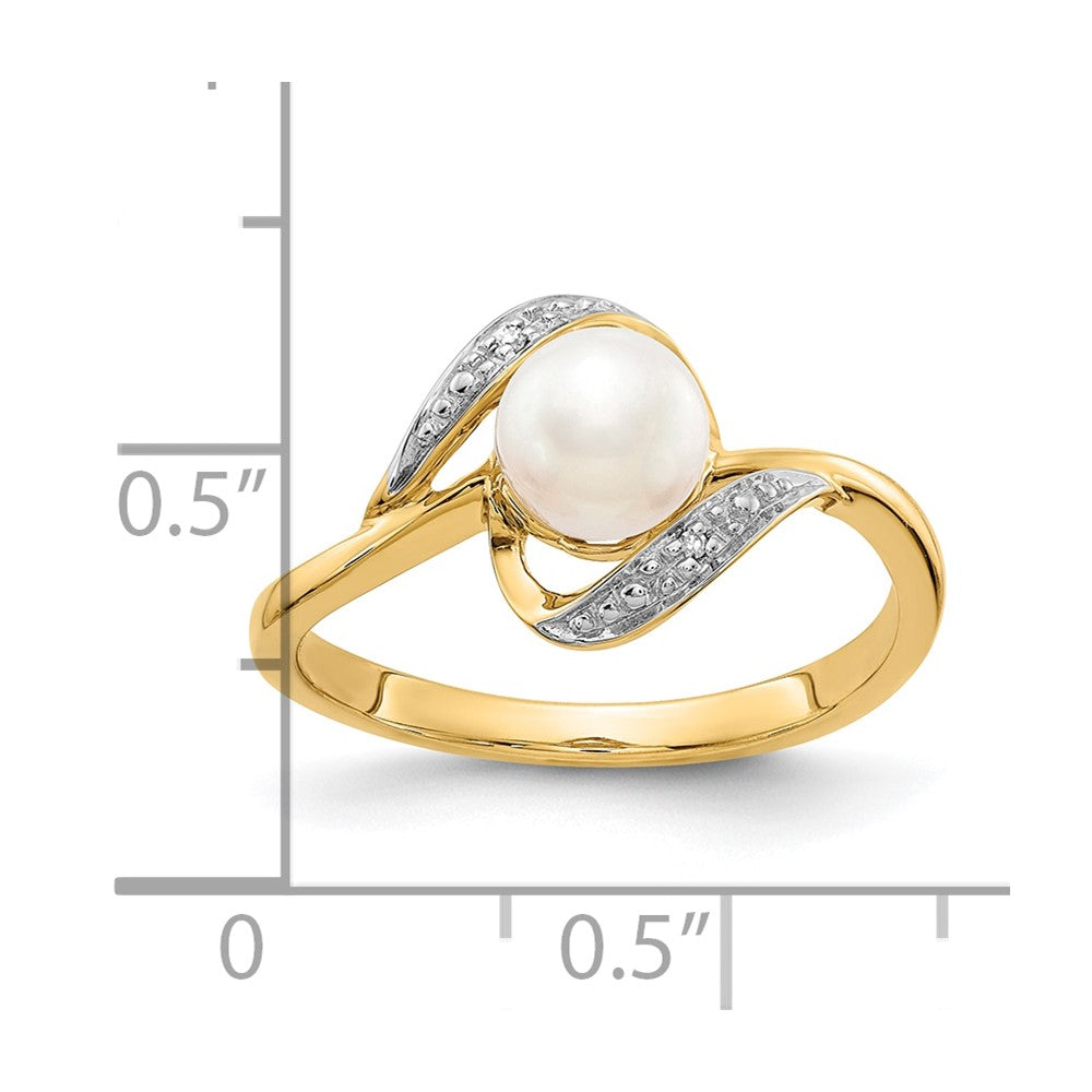10k Diamond and White Freshwater Cultured Pearl Bypass Ring