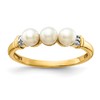 10K Diamond and White Freshwater Cultured 3-Pearl Ring