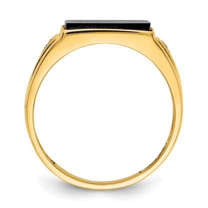 IB Goodman 10k Mens 12x10 Cushion Onyx and Diamond Ring