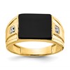 IB Goodman 10k Mens 12x10 Cushion Onyx and Diamond Ring