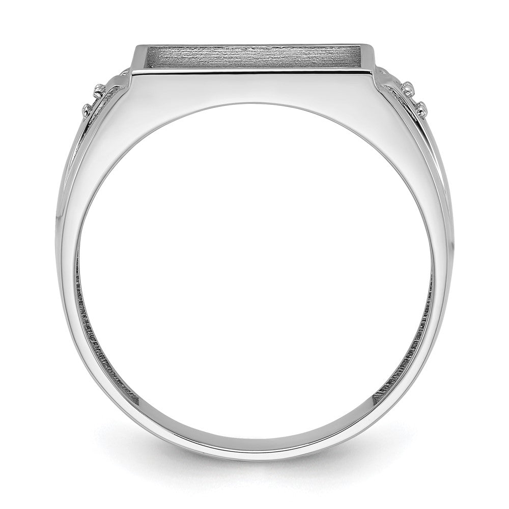 IB Goodman 10k White Gold Mens Holds 2-1.2mm Diamonds and 12x10 Cushion Onyx Ring Mounting