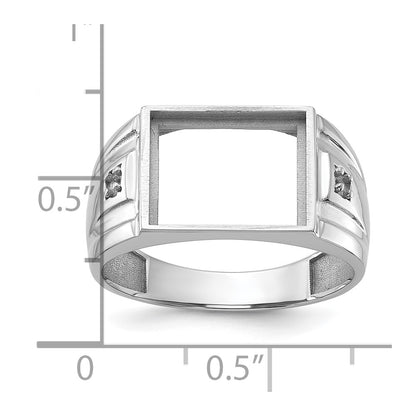 IB Goodman 10k White Gold Mens Holds 2-1.2mm Diamonds and 12x10 Cushion Onyx Ring Mounting
