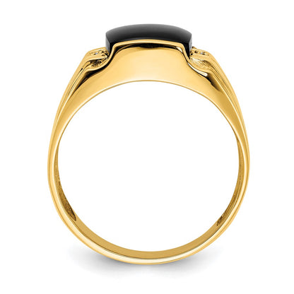 IB Goodman 10k Mens AA Diamond and 9.5mm Onyx Ring