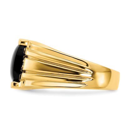 IB Goodman 10k Mens AA Diamond and 9.5mm Onyx Ring