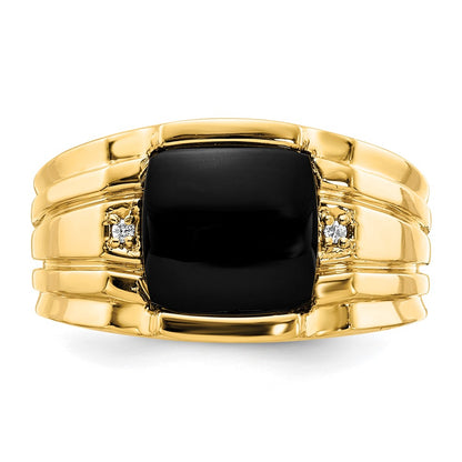 IB Goodman 10k Mens AA Diamond and 9.5mm Onyx Ring