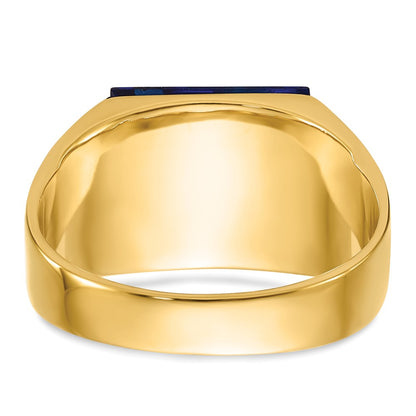 IB Goodman 10k Mens Polished and Textured Black Enamel Imitation Blue Spinel AA Diamond Masonic Ring
