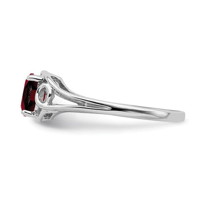 10K White Gold 6x4mm Oval Garnet Ring