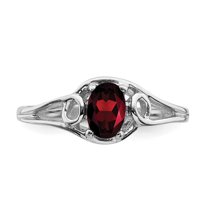 10K White Gold 6x4mm Oval Garnet Ring
