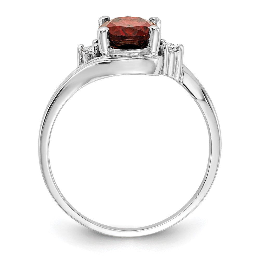 10K White Gold 8x6mm Oval Garnet AA Diamond ring