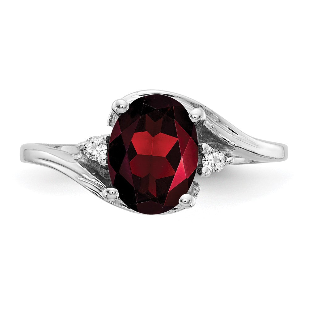 10K White Gold 8x6mm Oval Garnet AA Diamond ring