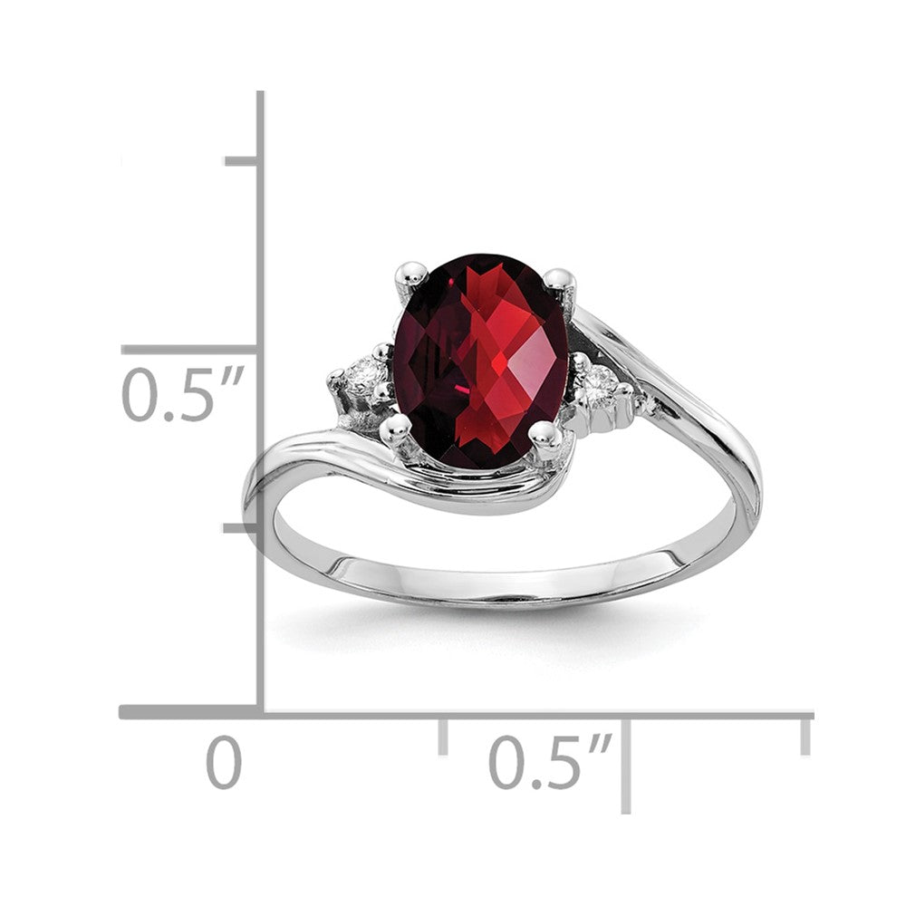 10K White Gold 8x6mm Oval Garnet AA Diamond ring