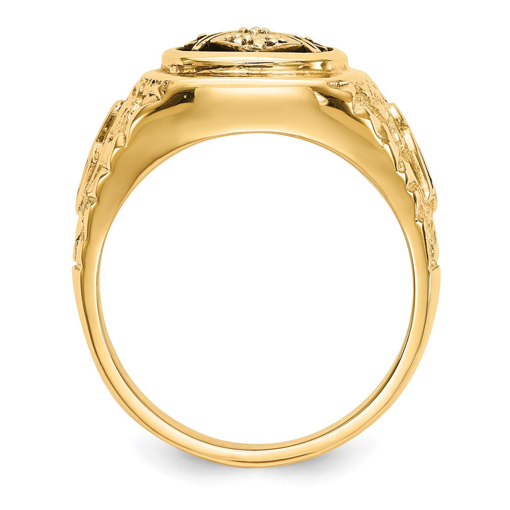 IB Goodman 10k Polished and Antiqued Nugget Texture AA Quality Diamond Masonic Ring