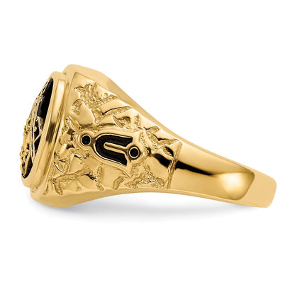 IB Goodman 10k Polished and Antiqued Nugget Texture AA Quality Diamond Masonic Ring