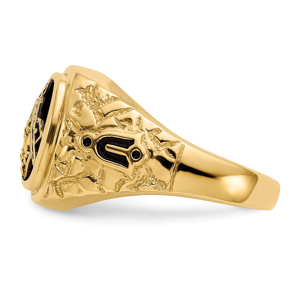 IB Goodman 10k Polished and Antiqued Nugget Texture AA Quality Diamond Masonic Ring