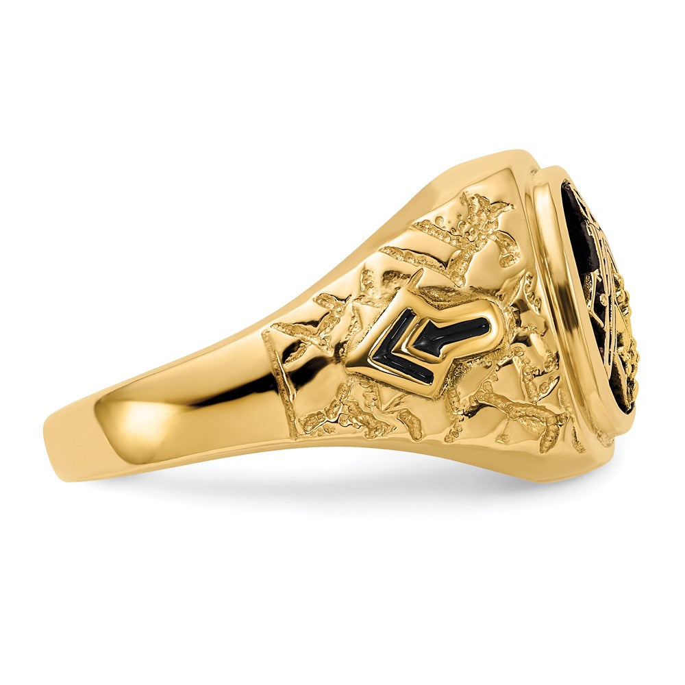 IB Goodman 10k Polished and Antiqued Nugget Texture AA Quality Diamond Masonic Ring