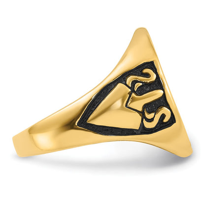 IB Goodman 10k Mens Polished and Grooved with Black Enamel Masonic Ring