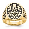 IB Goodman 10k Mens Polished and Grooved with Black Enamel Masonic Ring