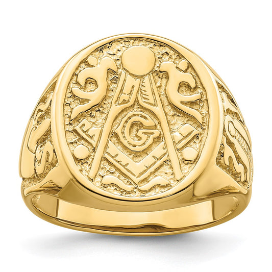 10k Men's Polished and Grooved (Not Enameled) Masonic Ring
