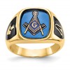 IB Goodman 10k Mens Polished/Antiqued and Textured with Imitation Blue Spinel Masonic Ring