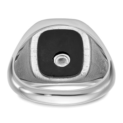 IB Goodman 10k White Gold and Gold-plated Mens Polished and Textured with Black Enamel and Onyx Masonic Ring