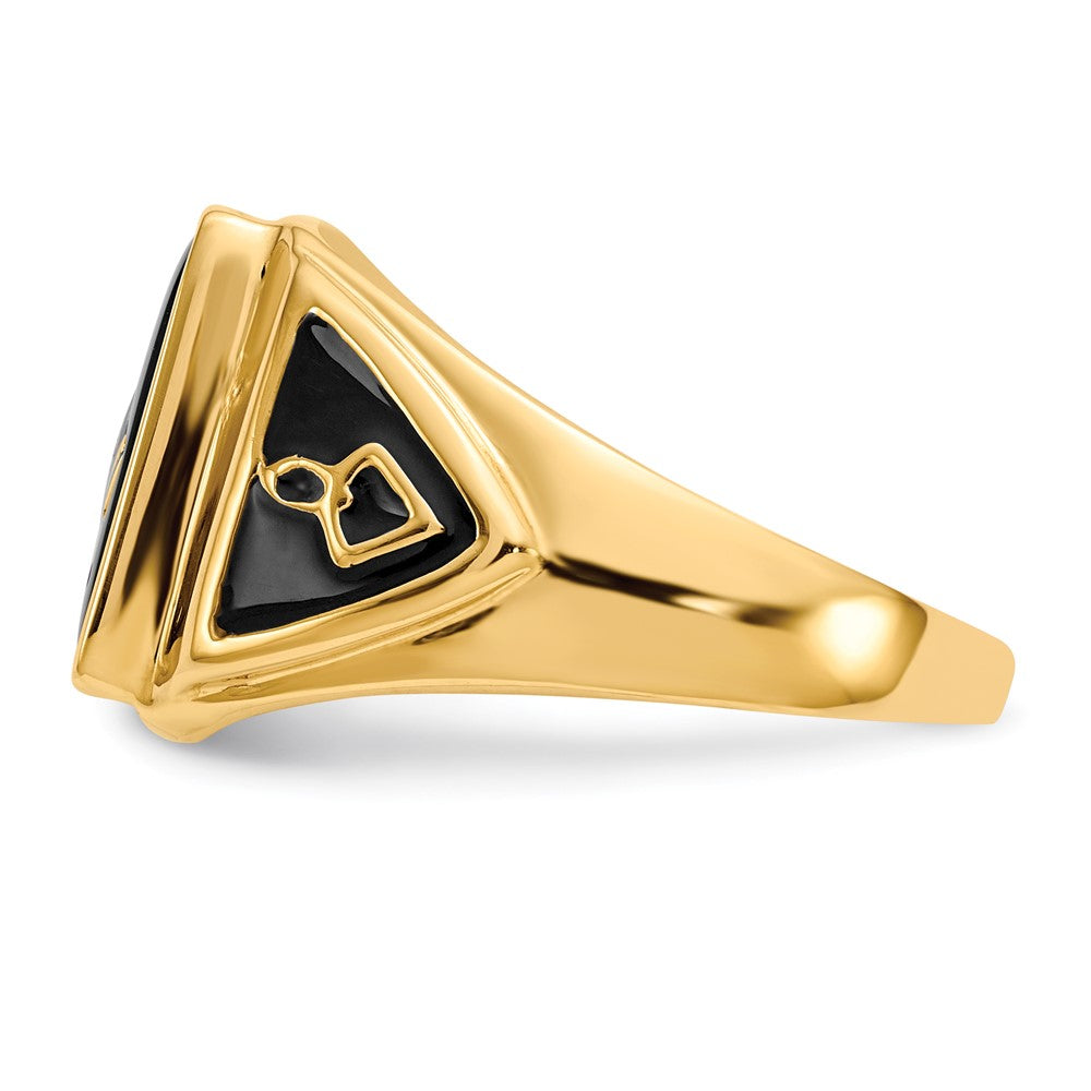 IB Goodman 10k Mens Polished/Antiqued and Textured Onyx Masonic Ring
