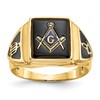 IB Goodman 10k Mens Polished/Antiqued and Textured Onyx Masonic Ring