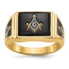10k Men's Polished and Textured with Black Enamel and Onyx Masonic Ring